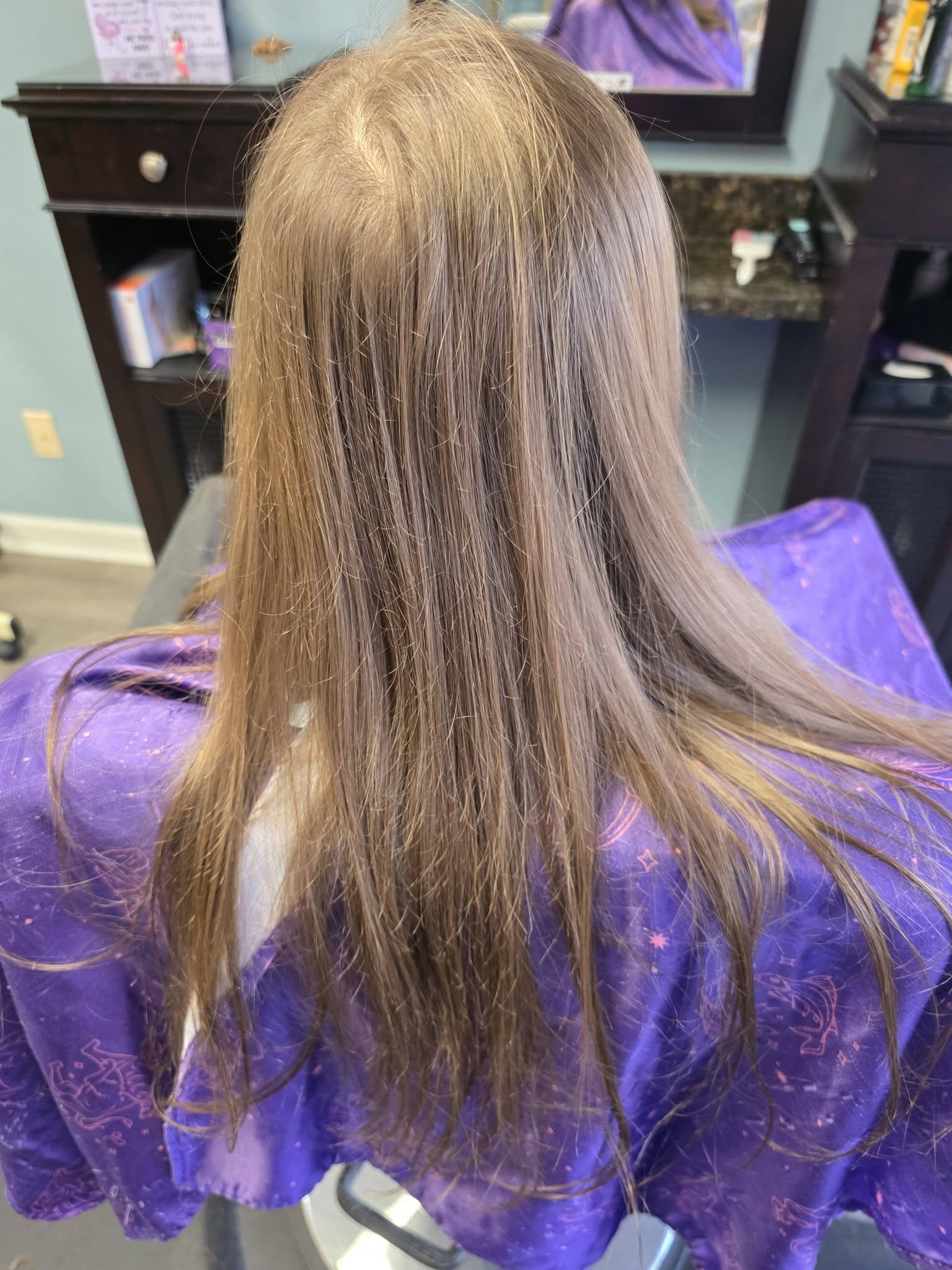 Before dark roots at Beach Cuts Hair Salon Shallotte NC
